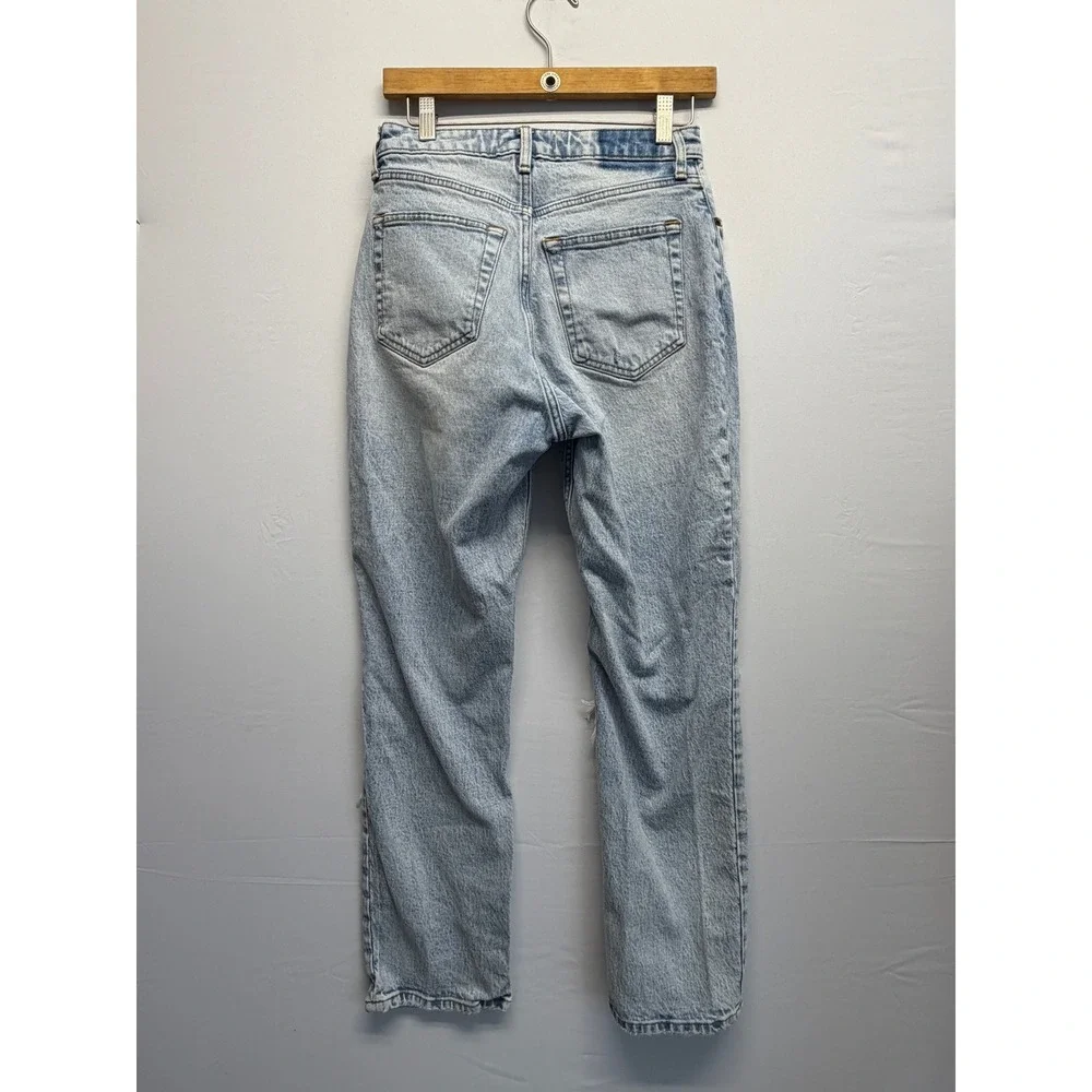 Abercrombie Fitch The Dad High‎ Rise Light Wash Distressed Knee Jeans Size 26 - Picture 10 of 13